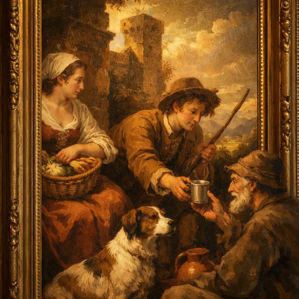 Tableau classique au cadre doré accroché au mur d'un salon élégant